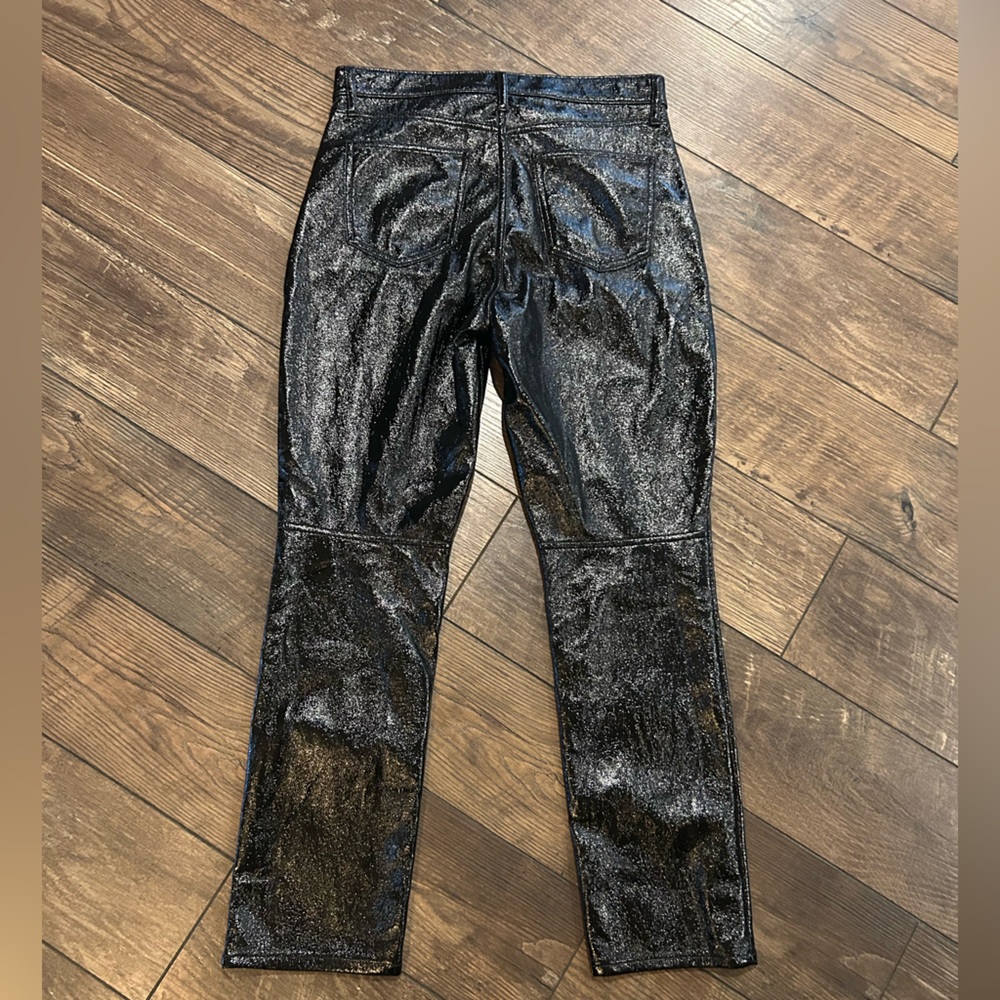 GAP Vintage Slim High Rise Black Faux Leather Straight Leg Women's Pants - Picture 3 of 10